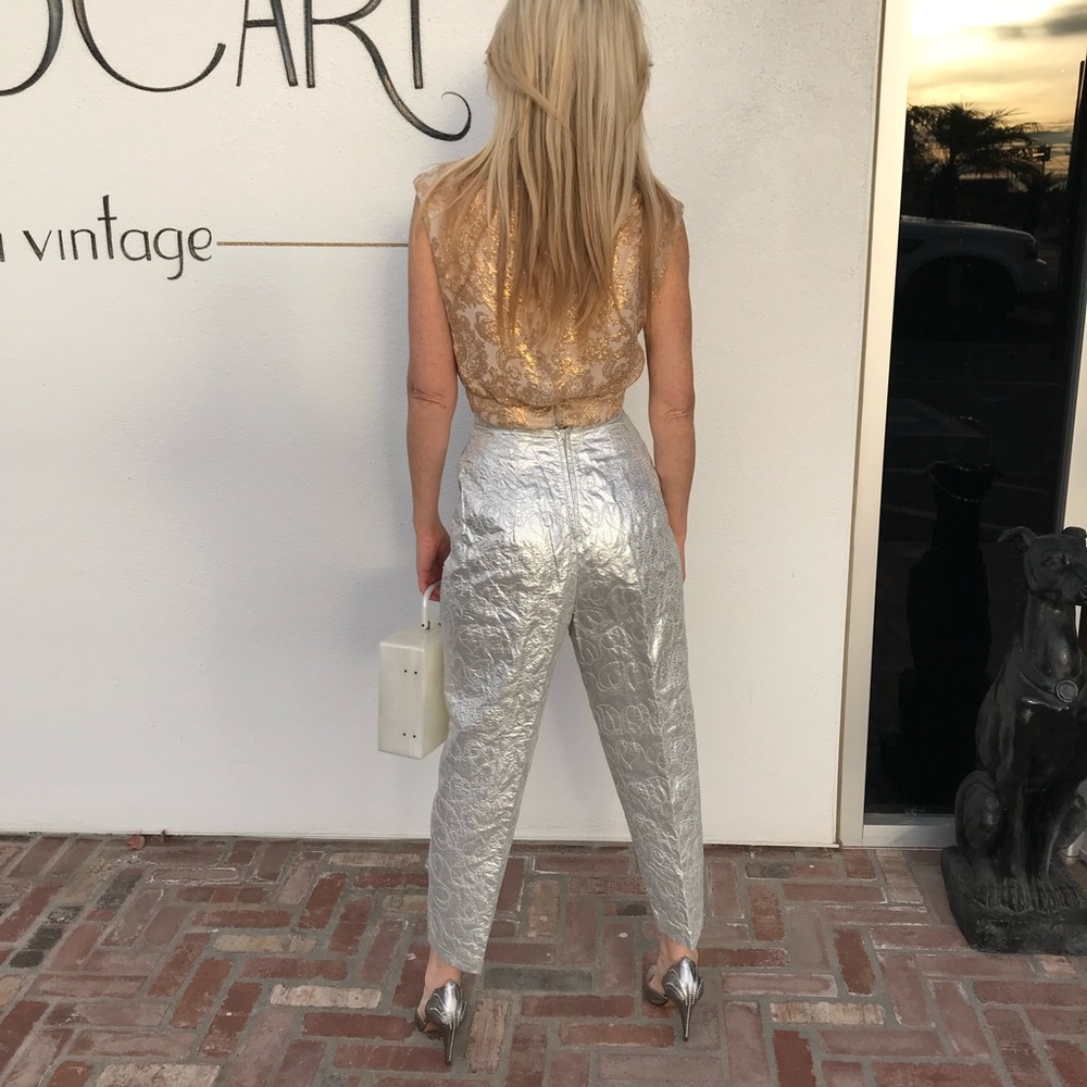 🔺SOLD🔺Vintage 60s pattern silver party pants - Picture 5 of 6
